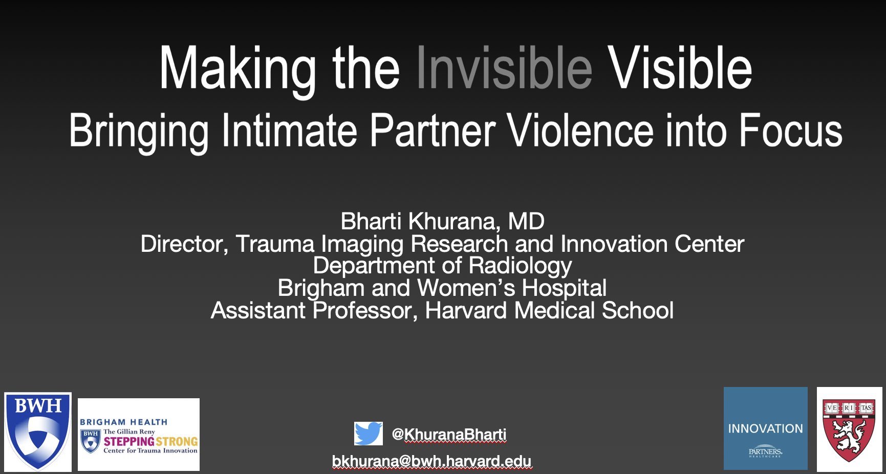 GRAND ROUNDS: Making The Invisible Visible: REFRESHER COURSE: MAKING THE INVISIBLE VISIBLE: BRINGING INTIMATE PARTNER VIOLENCE INTO FOCUS